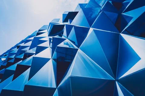 Abstract geometric background with triangles and buildings cells 库存照片