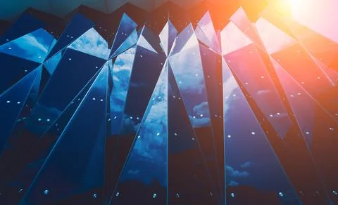 Abstract geometric background with triangles and buildings cells 스톡 사진