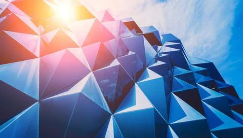 Abstract geometric background with triangles and buildings cells 스톡 사진