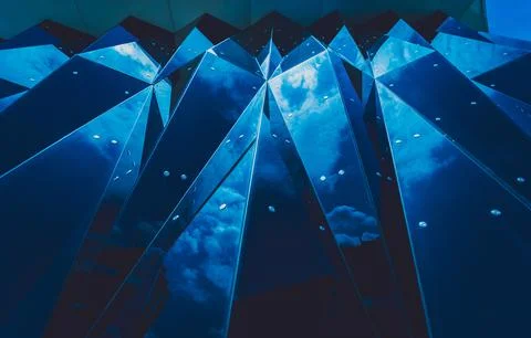 Abstract geometric background with triangles and buildings cells 스톡 사진