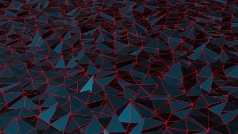 Abstract geometric background with a triangular surface with red edges. 3D re Illustrazione stock