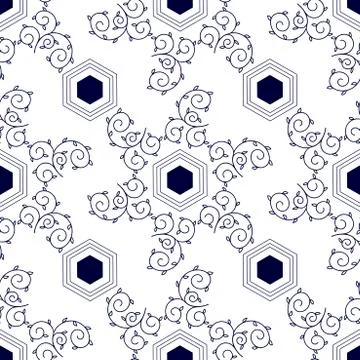 Abstract geometric background, vector seamless pattern, ornamental wallpaper, Stock Illustration