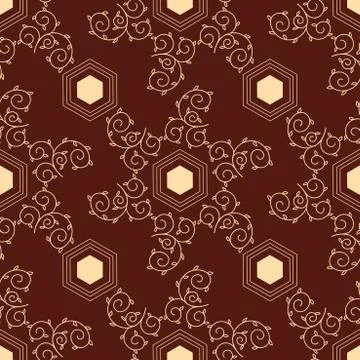 Abstract geometric background, vector seamless pattern, ornamental wallpaper, Stock Illustration