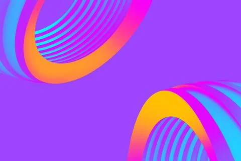 Abstract geometric background with vibrant 3D curved structures in neon pink Stock Illustration