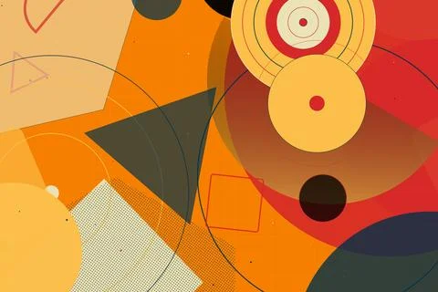Abstract Geometric Background with Vibrant Colors and Overlapping Shapes Stock Illustration