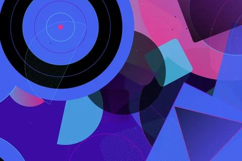 Abstract Geometric Background with Vibrant Colors and Overlapping Shapes Stock Illustration