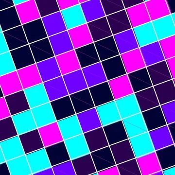 Abstract Geometric Background with Vibrant Neon Square Mosaic Pattern Stock Illustration