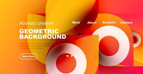 Abstract geometric background with vibrant orange, red hues. Text elements Stock Illustration