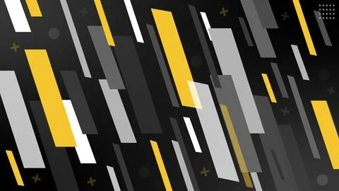 Abstract Geometric Background With Yellow And Gray Stripes On Black Stock Illustration