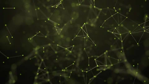 Abstract geometric background with yellow lines and particles. Plexus structure Stock Footage 242913314