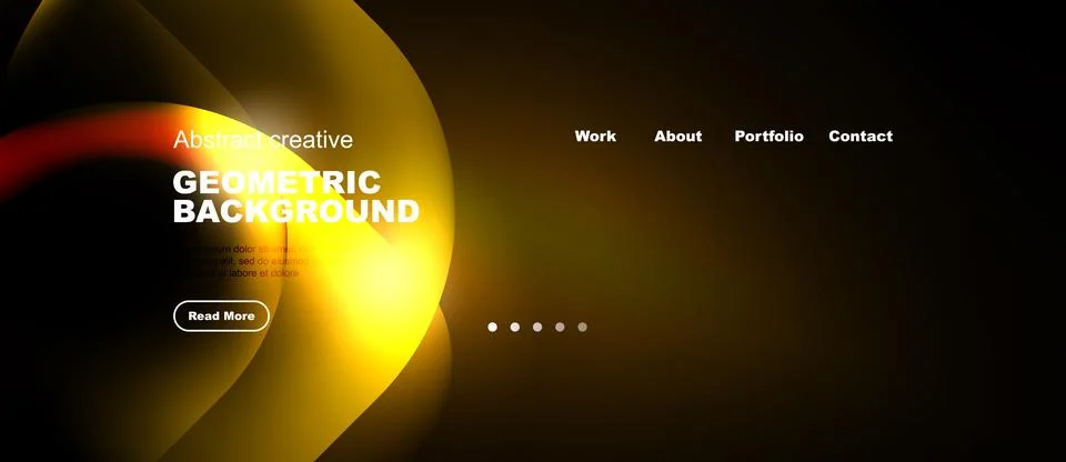 Abstract geometric background with yellow, orange hues. Navigation includes.. Stock Illustration