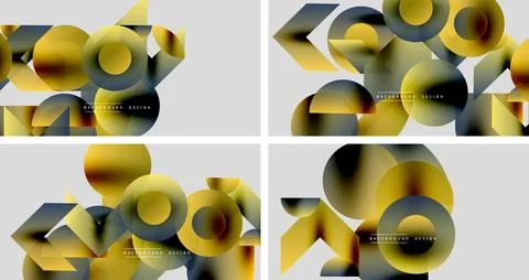 Abstract geometric backgrounds. Overlapping circles, gradients, modern design 스톡 일러스트