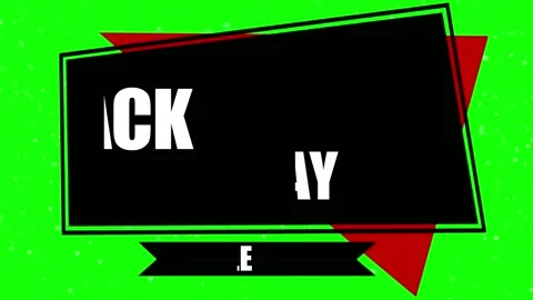 Abstract geometric banner frame with black and red shapes on a vibrant green Video stock 338424438