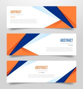 Abstract geometric banner with polygonal shape with orange and dark blue colo Stock Illustration