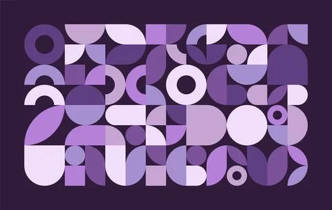 Abstract geometric banner. Simple circle square shapes, modern swiss pattern Illustrazione stock