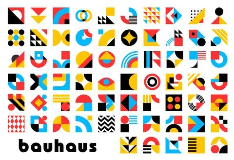 Abstract geometric bauhaus pattern elements Stock Illustration