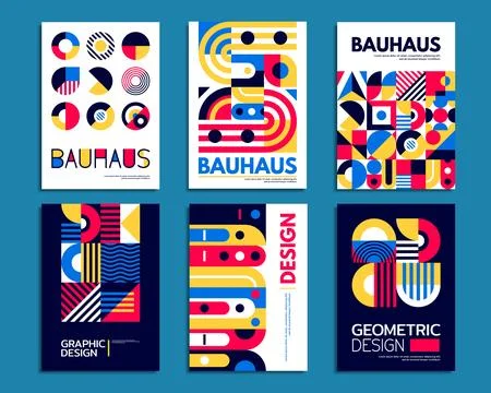 Abstract geometric bauhaus patterns, retro posters Stock Illustration