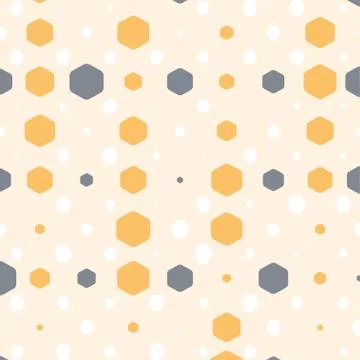 Abstract geometric beige background with hexagons of different colors, opacit Stock Illustration