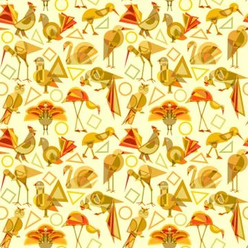 Abstract geometric birds seamless pattern Stock Illustration