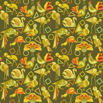 Abstract geometric birds seamless pattern Stock Illustration