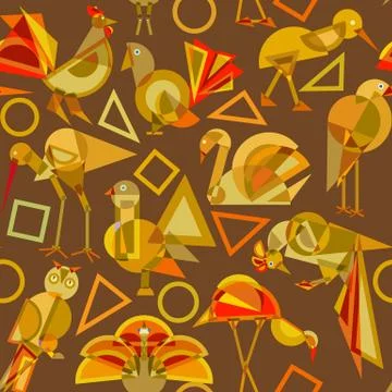 Abstract geometric birds seamless pattern 스톡 일러스트
