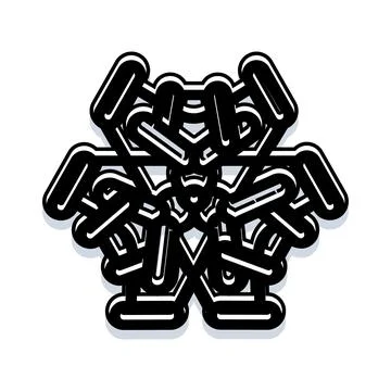 Abstract geometric black and white snowflake design Stock Illustration