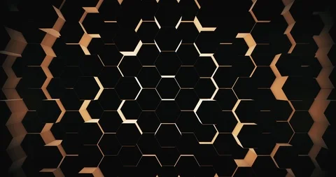 Abstract geometric black hexagone background. 4k seamless loop. 3d render. Stock Footage 114443951