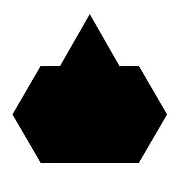 Abstract geometric black shape resembling a stylized crown or flame on a wh.. Illustrazione stock