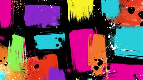 Abstract Geometric Block Background With Neon Paint Panels on Black 스톡 동영상 315512131
