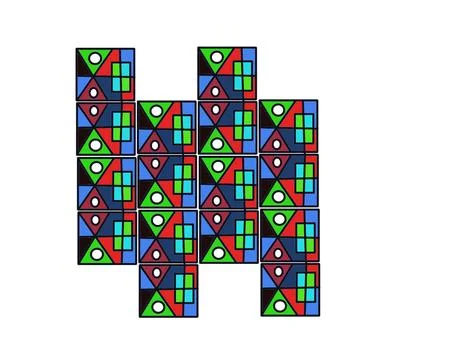 Abstract Geometric Block Pattern with Colorful Shapes Illustration