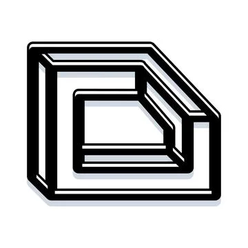 Abstract geometric block shape creating optical illusion 스톡 일러스트