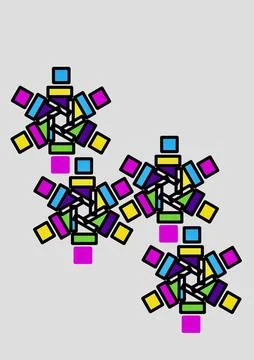 Abstract Geometric Block Snowflake Pattern on Grey Background Ilustración de archivo