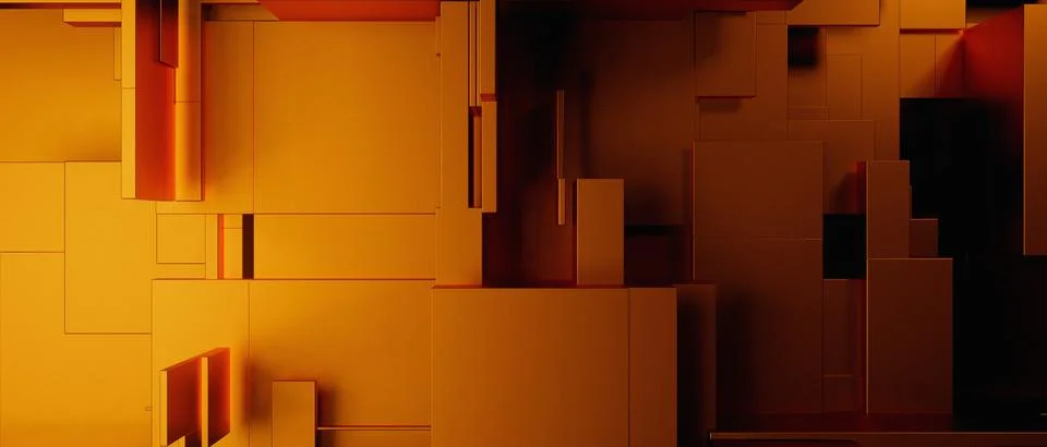 Abstract Geometric Blocks Future Red Brown Banner Background Wallpaper 3D Ill Иллюстрация