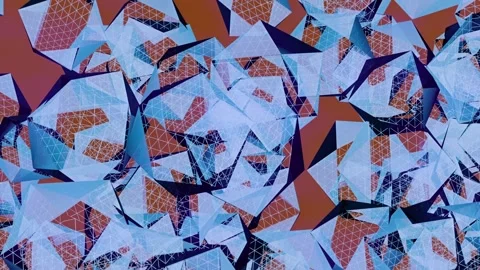 Abstract Geometric Blue 3D Shapes on a Brown Background Stock Footage 288059193