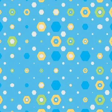 Abstract geometric blue background with hexagons of different colors and size Stock Illustration