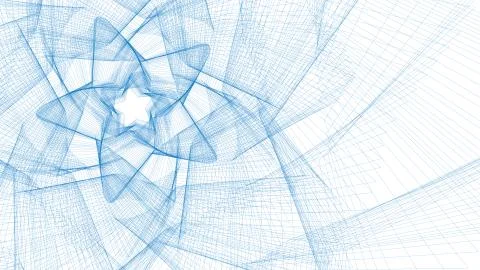 Abstract geometric blue background with interwoven linesand stars. 16:9 Aspec Stock Illustration