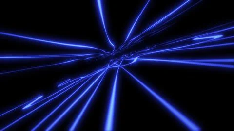 Abstract geometric blue colored lines background neon glow dynamic elements. Illustrazione stock