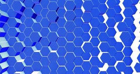 Abstract geometric blue hexagone background. 4k seamless loop. 3d render. Stock Footage 117332604