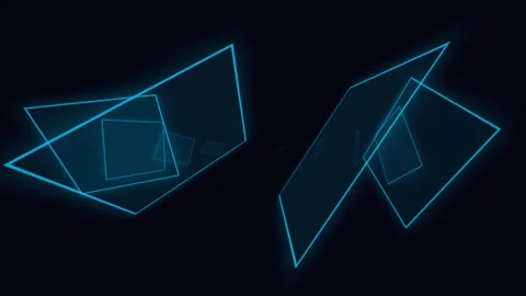 Abstract geometric blue lines forming intersecting shapes on a dark background 库存影片 335118356