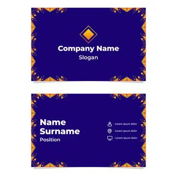 Abstract geometric blue orange gradient business card template design Stock Illustration