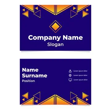 Abstract geometric blue orange gradient business card template design Stock Illustration