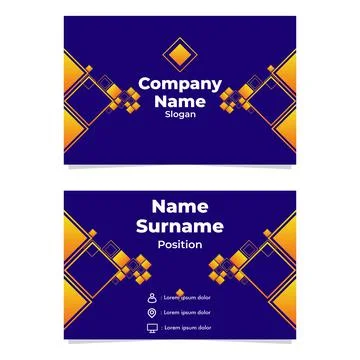 Abstract geometric blue orange gradient business card template design Stock Illustration