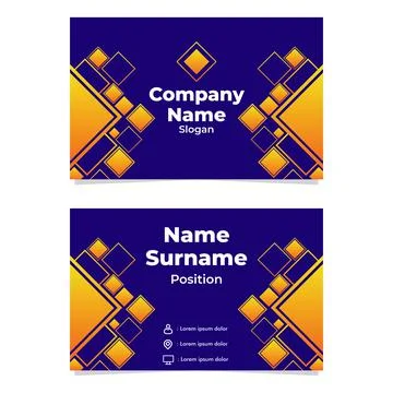 Abstract geometric blue orange gradient business card template design Stock Illustration