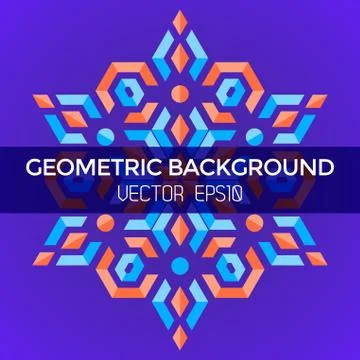Abstract geometric blue orange red jewels star violet background . Stock Illustration