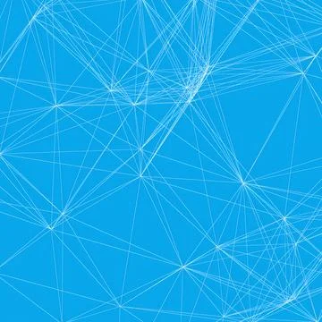Abstract Geometric Blue Plexus Background with White Connected Lines and Nodes Stockillustratie