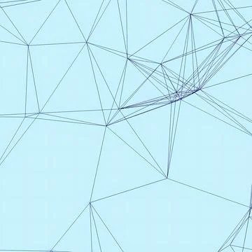 Abstract Geometric Blue Plexus Network Background with Connected Lines and Dots Stock Illustration
