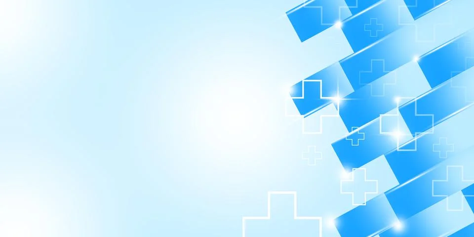 Abstract Geometric Blue Rectangles and Medical Crosses, Modern Healthcare T.. Stock Illustration