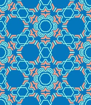 Abstract geometric blue red seamless pattern. Stock Illustration
