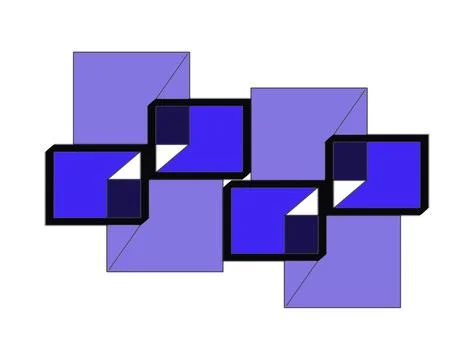 Abstract Geometric Blue Square Composition Stock Illustration