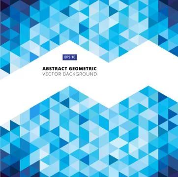 Abstract geometric blue triangle with copy space, isometric  view, vector Stock Illustration